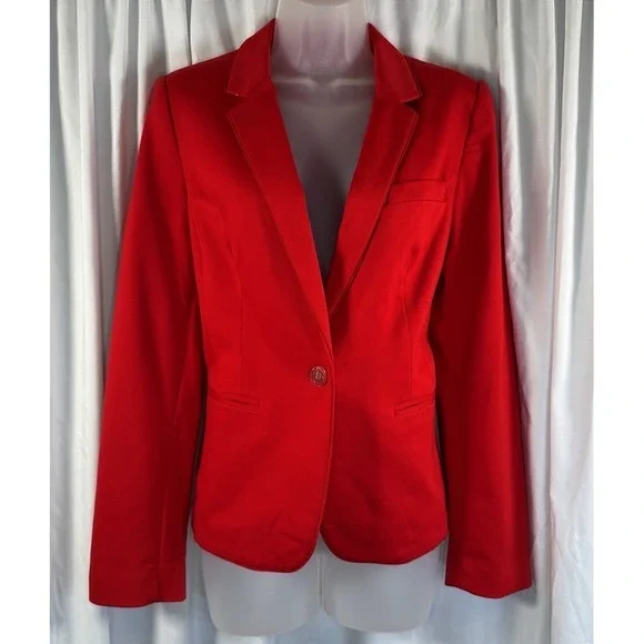 The Limited Red Single Button Blazer Polka Dot Lining M Preppy Academia 89-28 - Picture 2 of 13
